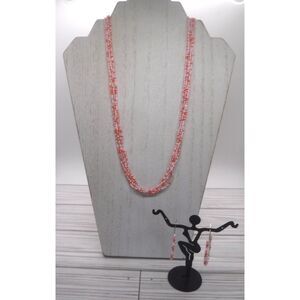 Necklace & Earring Set Pinks, Coral & Silver